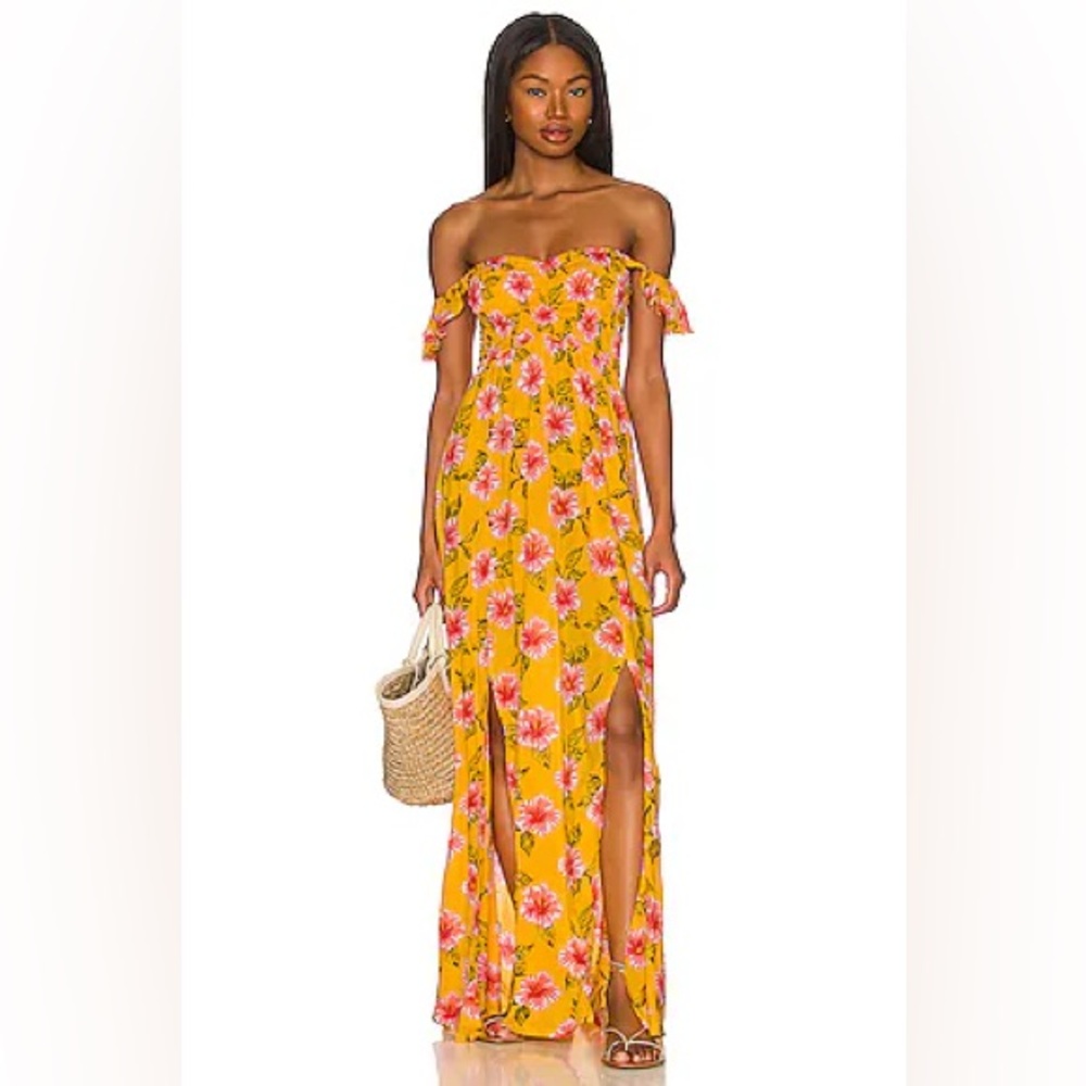 Tiare Hawaii Yellow Sundress Off-the-Shoulder Flutter Sleeves